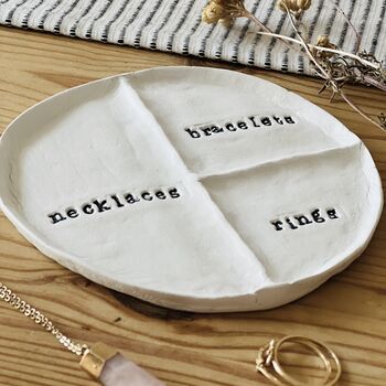 Personalised Clay Trinket Dish, Jewellery Storage Organiser Stand, 2 of 2