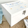 Personalised Blue Garland Baby White Keepsake Box Three Sizes, thumbnail 3 of 9