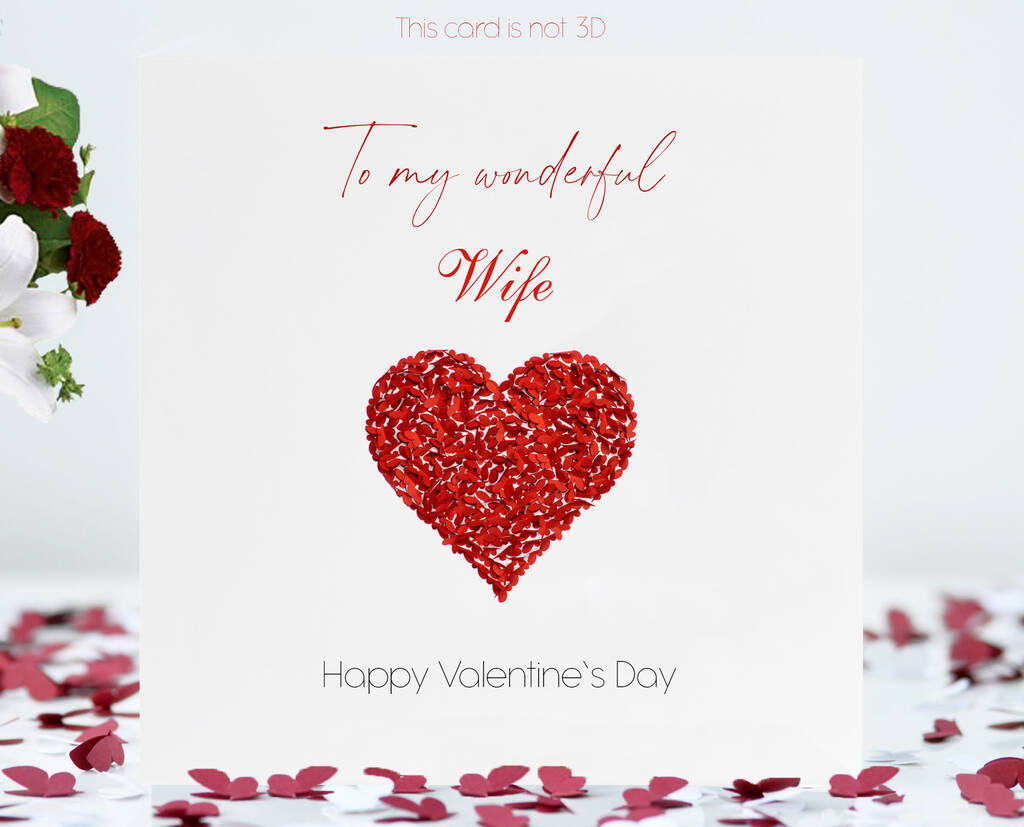 Wonderful Wife Red Butterfly Heart Valentine's Day Card, 1 of 10