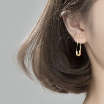Sterling Silver Safety Pin Earrings, 2 of 5