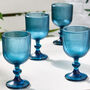 Set Of Four Sapphire Blue Glass Wine Goblets, thumbnail 1 of 6