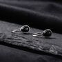 Genuine Black Onyx Pear Cut Drop Hook Earrings, thumbnail 5 of 10