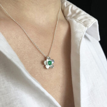 May Birthstone Emerald Colour Cz Silver Necklace, 2 of 2