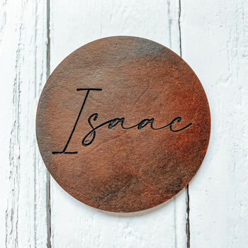 Engraved Personalised Place Setting Leather Coasters, 2 of 4