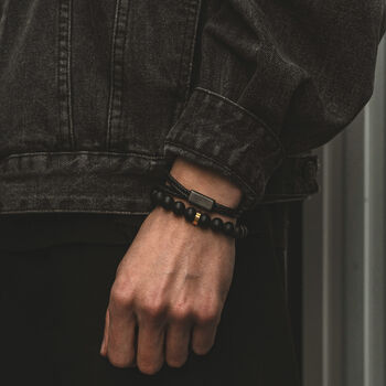 Men's Adjustable Leather Bracelet With Sliding Clasp, 5 of 6
