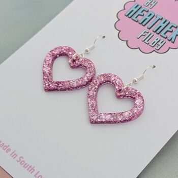 Love Heart Small Glitter Resin Earrings, 4 of 12