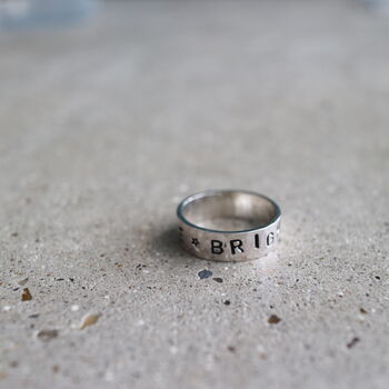 Personalised Hammered Silver Ring 6mm, 3 of 3