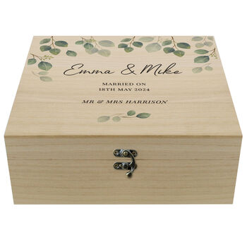 Personalised Wedding Wooden Keepsake Box Botanical, 5 of 5