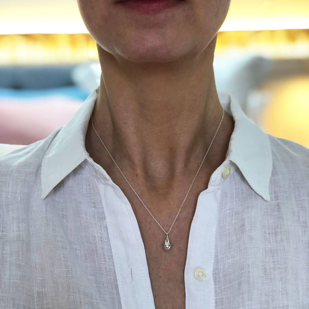 silver teardrop pendant necklace by tigerlily jewellery