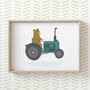 Tractor And Bear Print, Kids Room Art, thumbnail 1 of 4