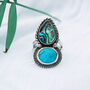 Dreamer Turquoise And Abalone Silver Statement Ring, thumbnail 3 of 7