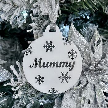 Personalised Name With Snowflakes Christmas Bauble, 2 of 12