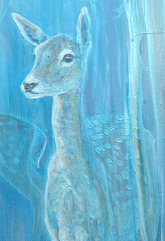 Out Of The Blue, A Blue Abstract Deer Painting, 7 of 8