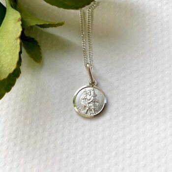 Sterling Silver Small St.Christopher Necklace, 2 of 3