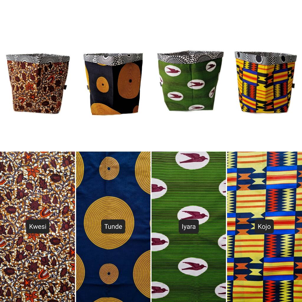 Xl African Print Fabric Basket By Lolly & Kiks