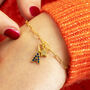 Gold Plated Charm Bracelet With Birthstone Initial, thumbnail 5 of 10