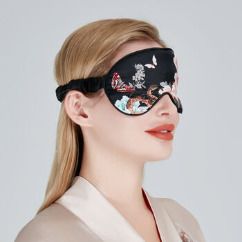 Silk Eye Mask Royal Peacock Black, 3 of 6