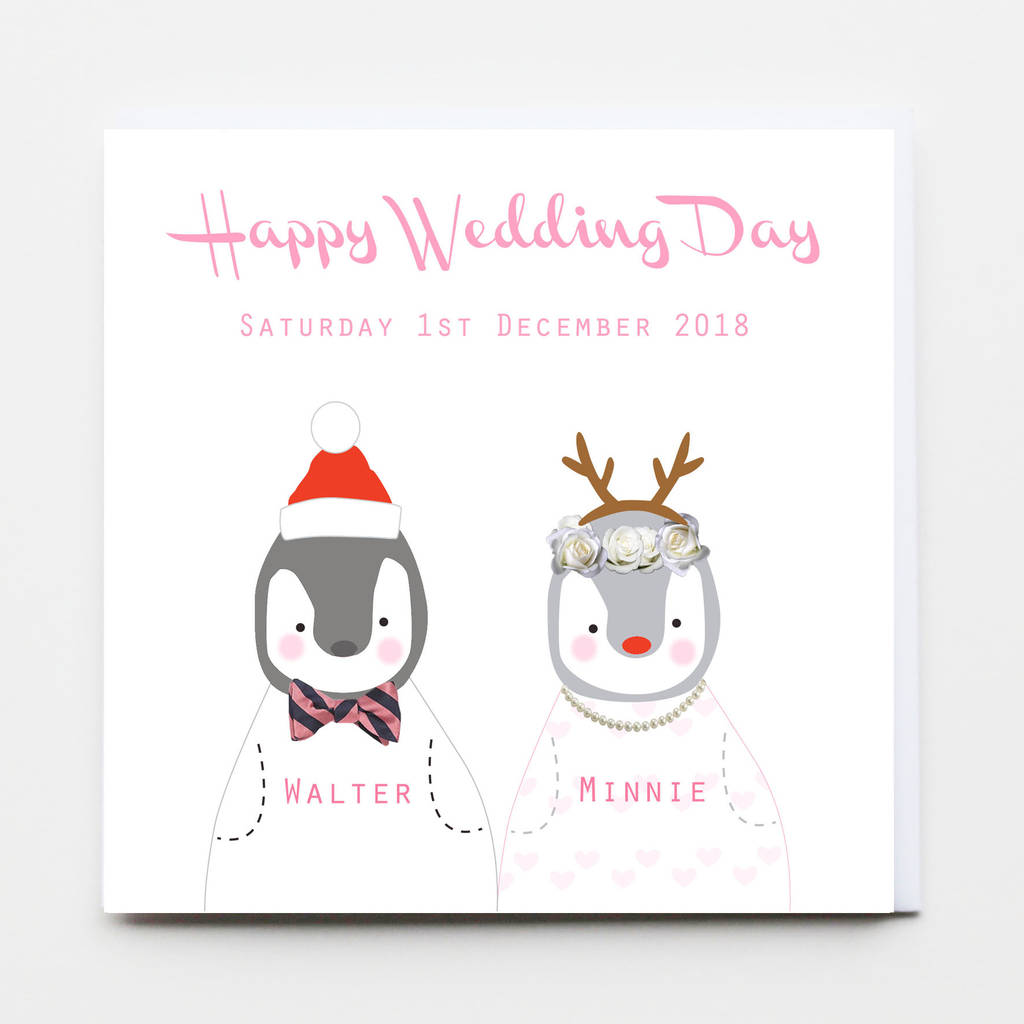 Merry Christmas Wedding Penguin Card By buttongirl designs ...