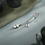 Sterling Silver Tiny Bat Wing Internally Threaded Flat Back Earrings, thumbnail 2 of 11