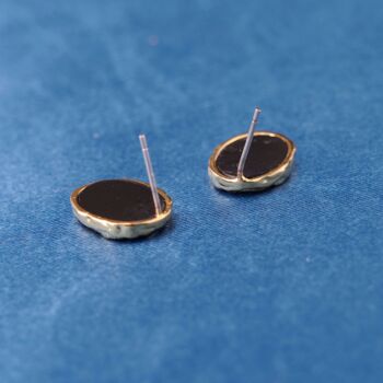 Large Abalone Stone Statement Studs, Abalone Shell Stone Earrings, 6 of 7