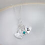Sterling Silver Birthstone Cluster Necklace, thumbnail 2 of 3