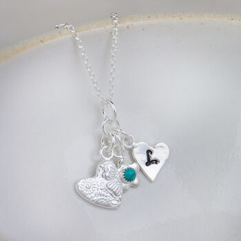 Sterling Silver Birthstone Cluster Necklace, 2 of 3
