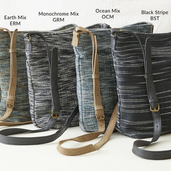 Fair Trade Woven Cotton Leather Cross Body Bag Purse, 6 of 7