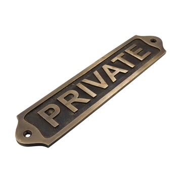 Retro Private Door Sign Solid Brass Antique Style Sign Plaque, 2 of 11