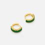 Small Emerald Green Hoop Earrings 18ct Gold Plated, thumbnail 1 of 5