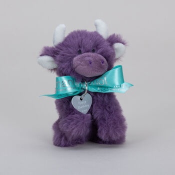 Personalised Mini Purple Collectible Highland Cow Soft Toy Cow, Gift Boxed, 6 of 12