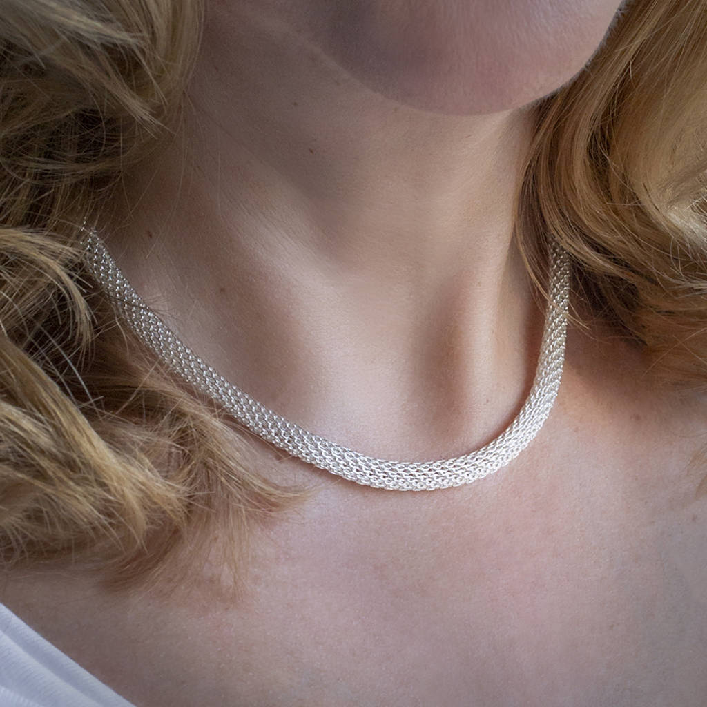 Clasp Silver Chainmail Choker Necklace By Baronessa