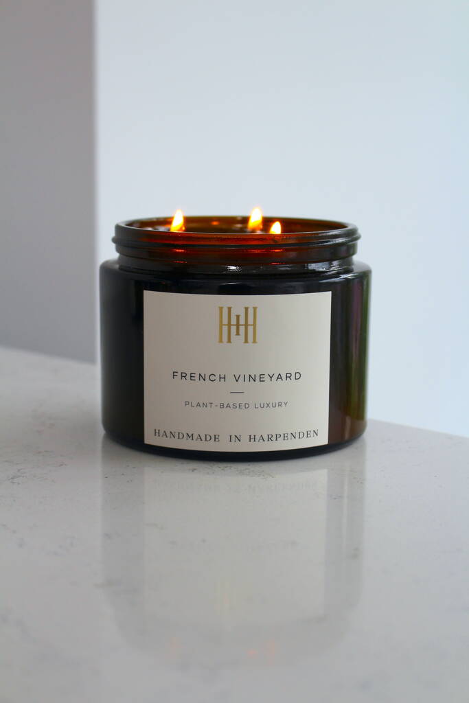 French Vineyard Amber Apothecary Style Candle By Handmade in Harpenden