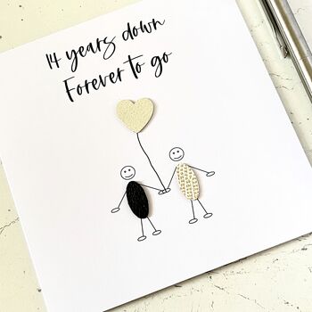 14th Wedding Anniversary Card Ivory Anniversary, 3 of 5