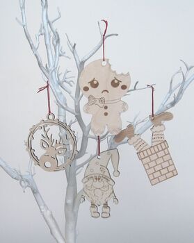 Personalised Wood Gingerbread Ornament Postcard, 3 of 4