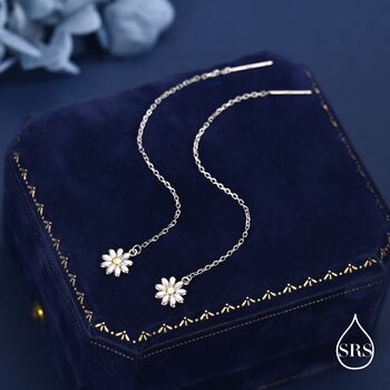 Sterling Silver Tiny Daisy Flower Ear Threaders, 6 of 10