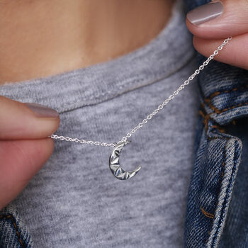 Crescent Moon Necklace In Silver Or 18ct Gold Vermeil, 5 of 8