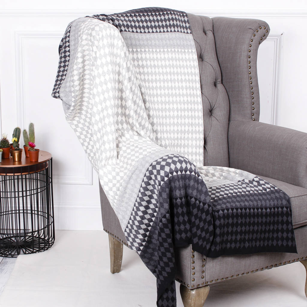 White, Black And Grey Geometric Throw By Dibor | notonthehighstreet.com