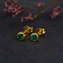 Gold Plated Sterling Silver December Blue Topaz Birthstone Stud Earrings, thumbnail 1 of 5