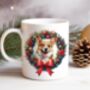 Personalised Corgi Christmas Wreath Dog Mug, thumbnail 1 of 2
