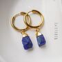Natural Lapis Lazuli Hoop Earrings, thumbnail 4 of 10