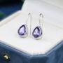 Amethyst Purple Cz Droplet Drop Hook Earrings, thumbnail 4 of 11