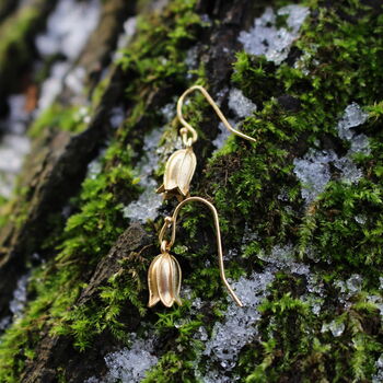 Gold Bluebell Single Drop Earrings, 14k Gold Plated, 2 of 2