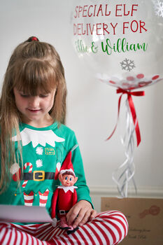 Personalised Christmas Elf Arrival Bubble Balloon, 3 of 5