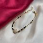 18k Gold Plated Black Bead Nazar Charm Bracelet, thumbnail 2 of 5