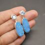 Blue Topaz, Druzy Agate Silver Dangle Earrings, thumbnail 4 of 7