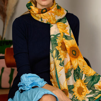 Sunflower Printed Scarf — Personalised Gift Card And Gift Box Option, 8 of 8