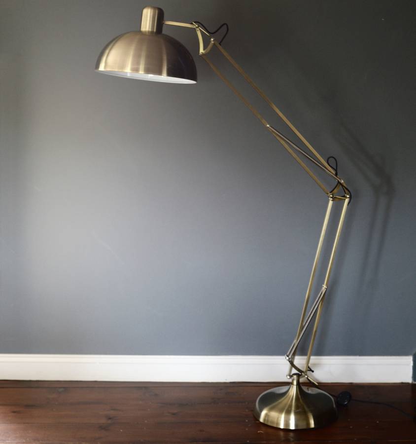 Brushed Gold Angled Floor Lamp, 1 of 2