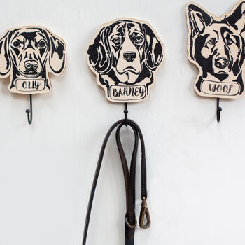 Personalised Wooden Dog Breed Lead Wall Hook, 3 of 11