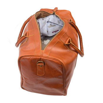Personalised Buffalo Leather Cortes Compact Holdall, 6 of 9