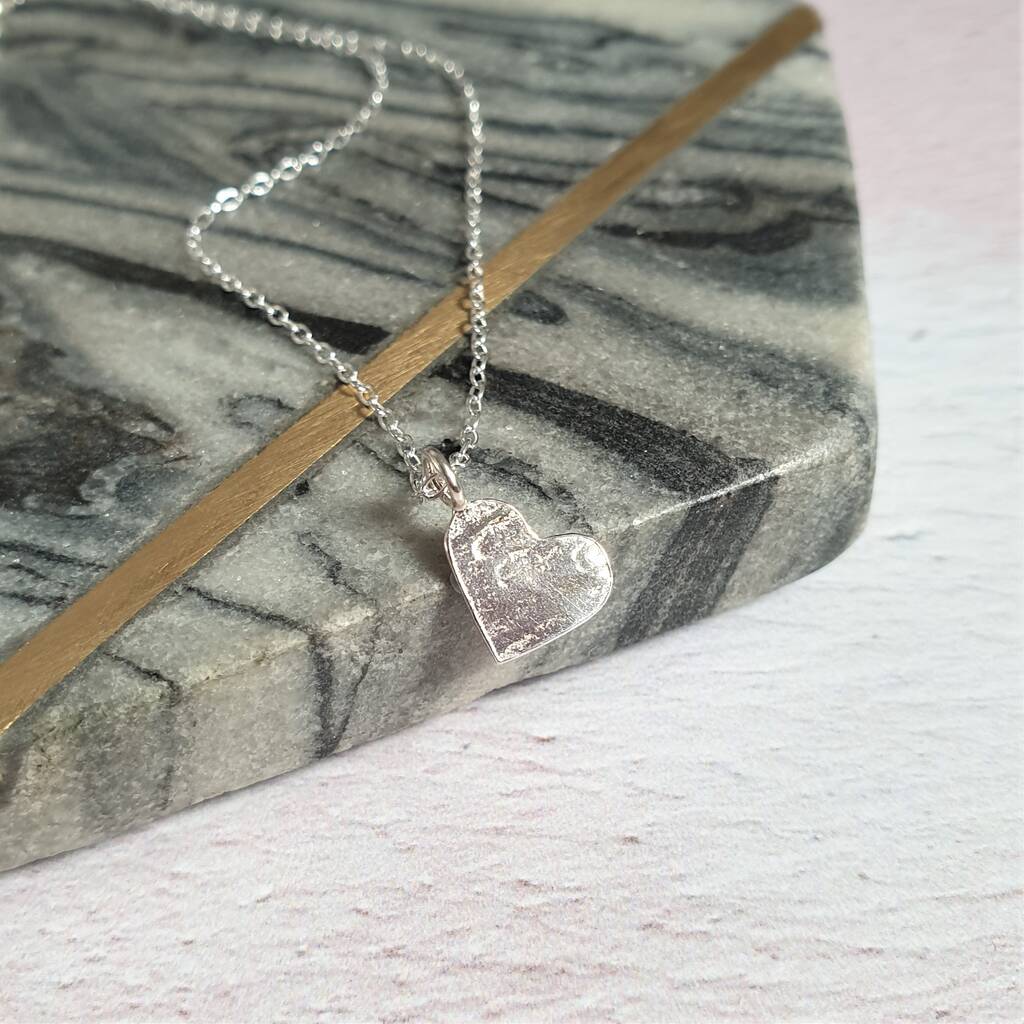 Tiny Heart Hammered Silver Necklace By Shropshire Jewellery Designs